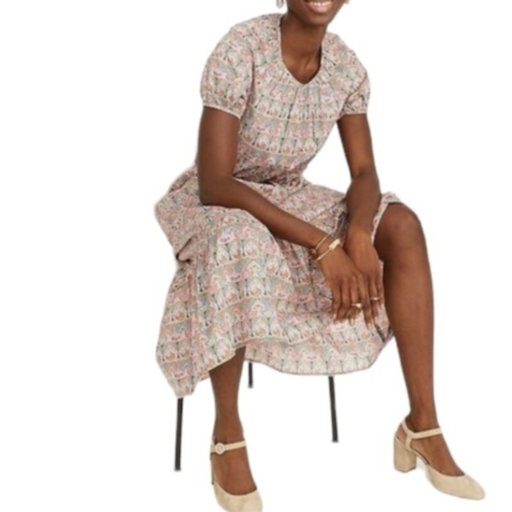 J.Crew Side Cutout Organic Cotton Midi Dress Size 2 Liberty Giorgia Duke Fabric